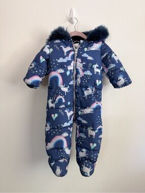 Next Baby Unicorn Print Snowsuit size 9-12 month
